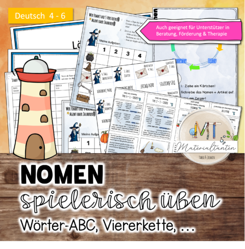 Nomen spielerisch üben Deckblatt Quadrat