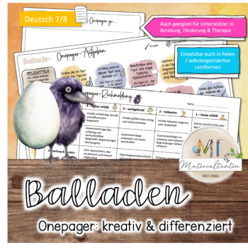 Onepager im Deutschunterricht - BALLADE kreativ & differenziert (Sek1) [Digital]